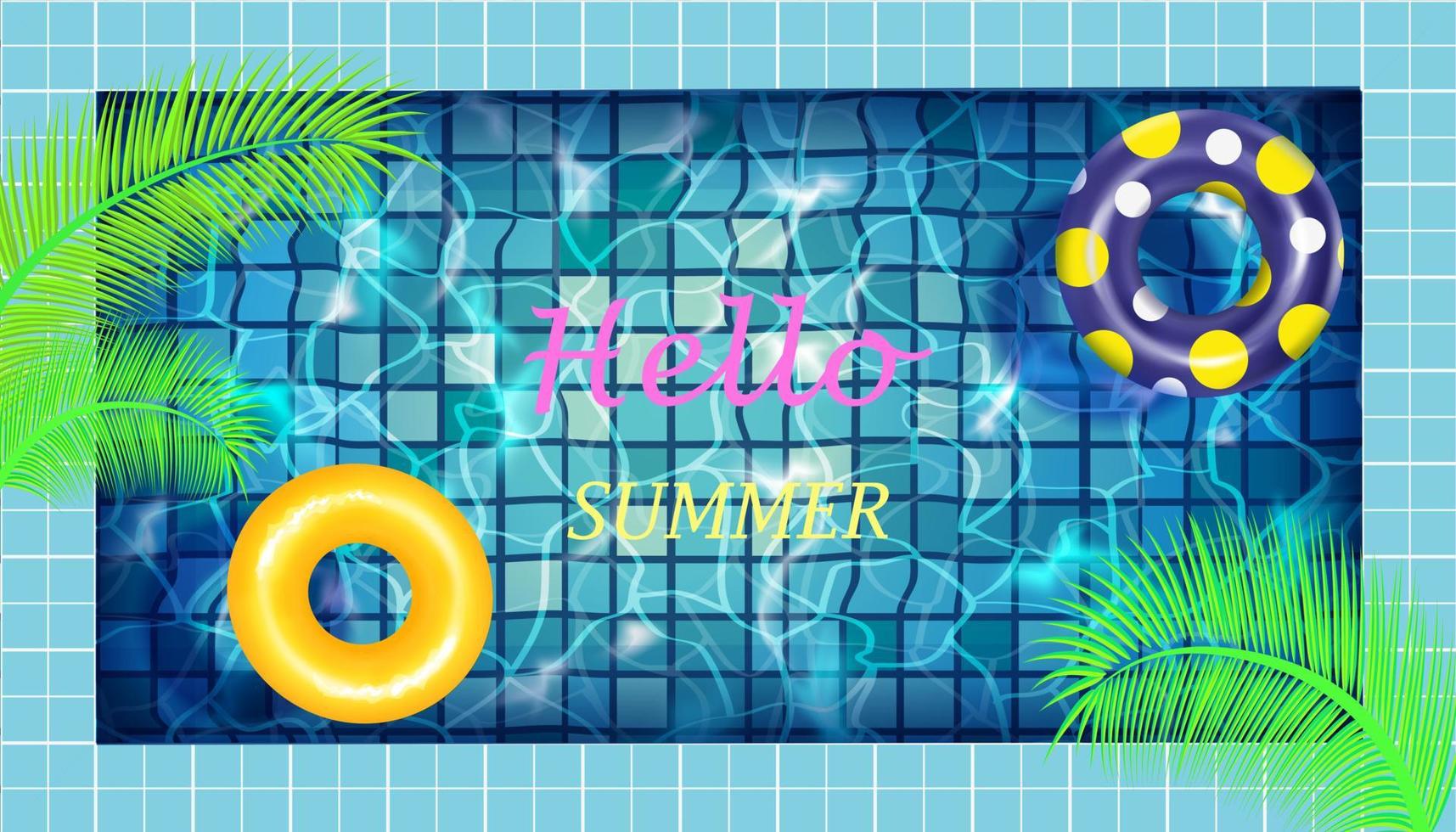 Swimming pool with blue water and circles. vector