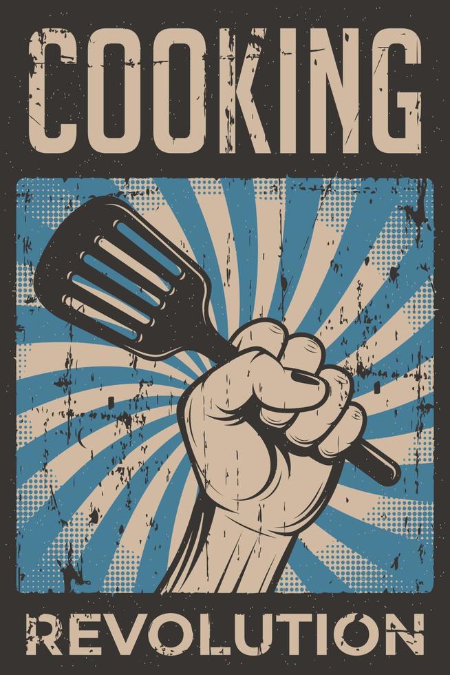 cartel rústico retro de la revolución culinaria vector