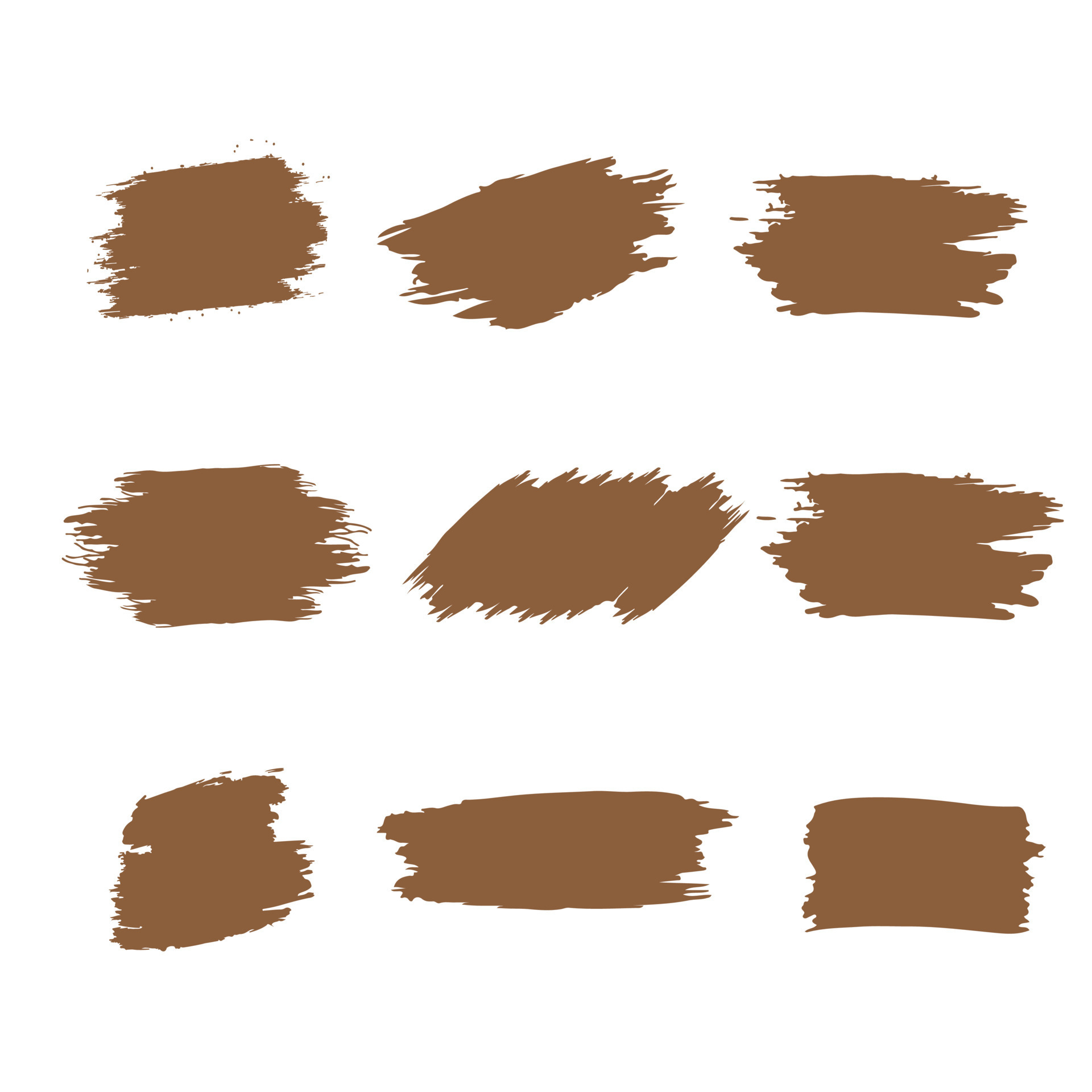 Grunge brown watercolor brush stroke set. paint brush stroke. brush