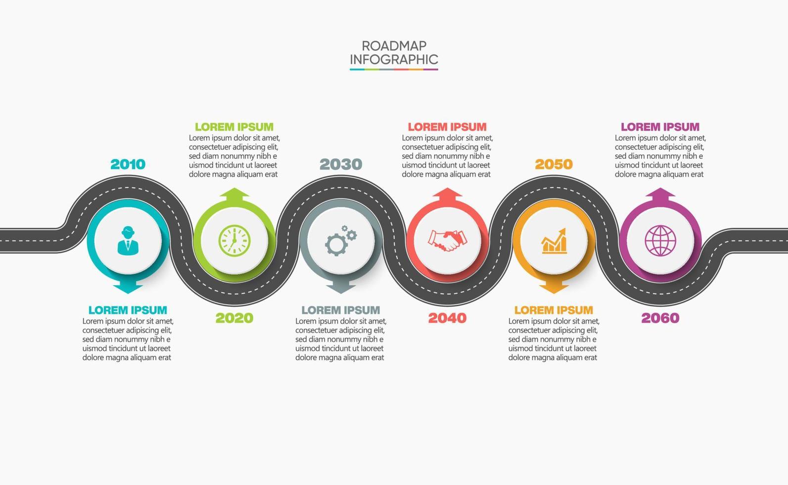 Plantilla de infografía de hoja de ruta de negocios de presentación vector