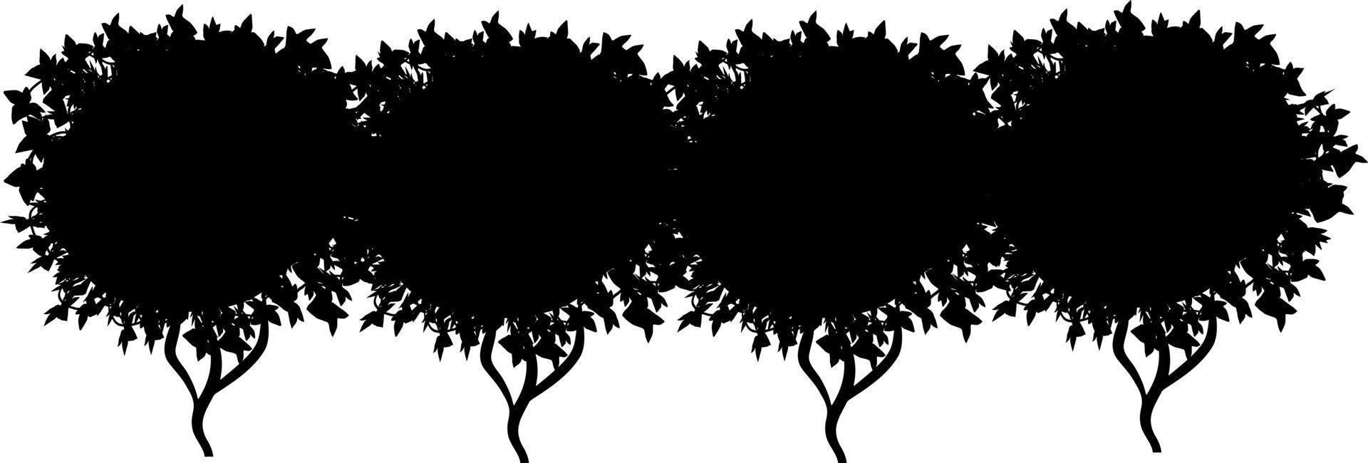 Monochrome vector drawing of bushes.