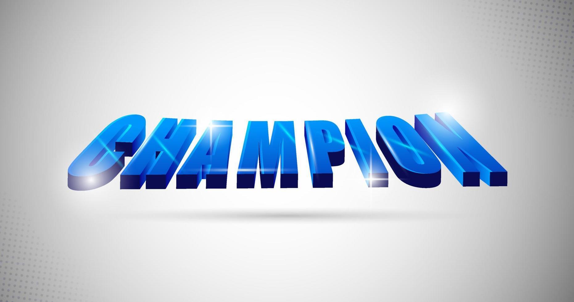 Campeón de texto 3d, contorno, color degradado azul, pasos vectoriales 10 vector