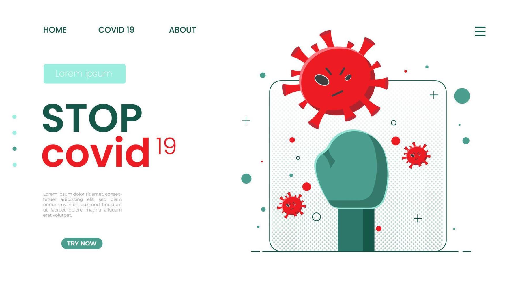 modern flat design stop covid 19. Landing page template. Vector illustration for web and graphic design.