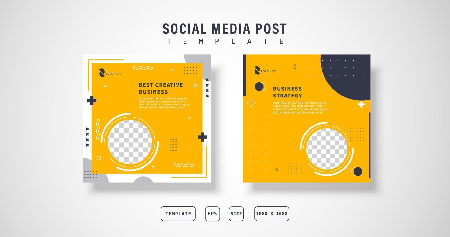 social media post minimalist, re-editable design, geometric, yellow color vector eps 10