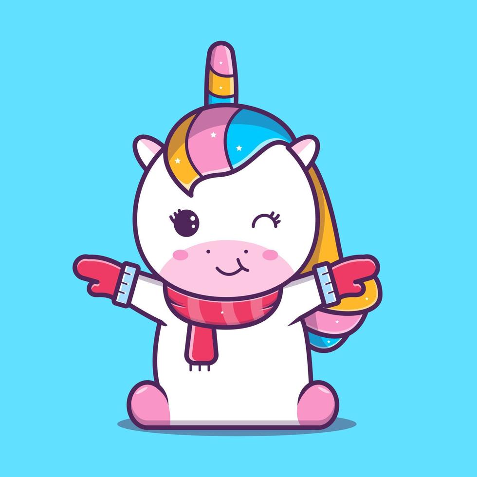 cute unicorn wearing cloth and gloves, vector eps 10