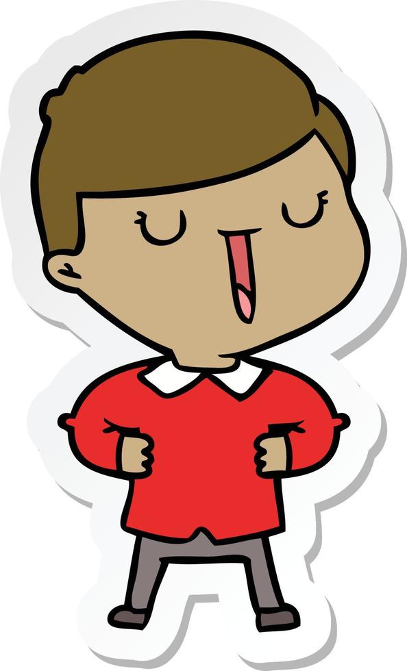 sticker of a cartoon happy boy vector