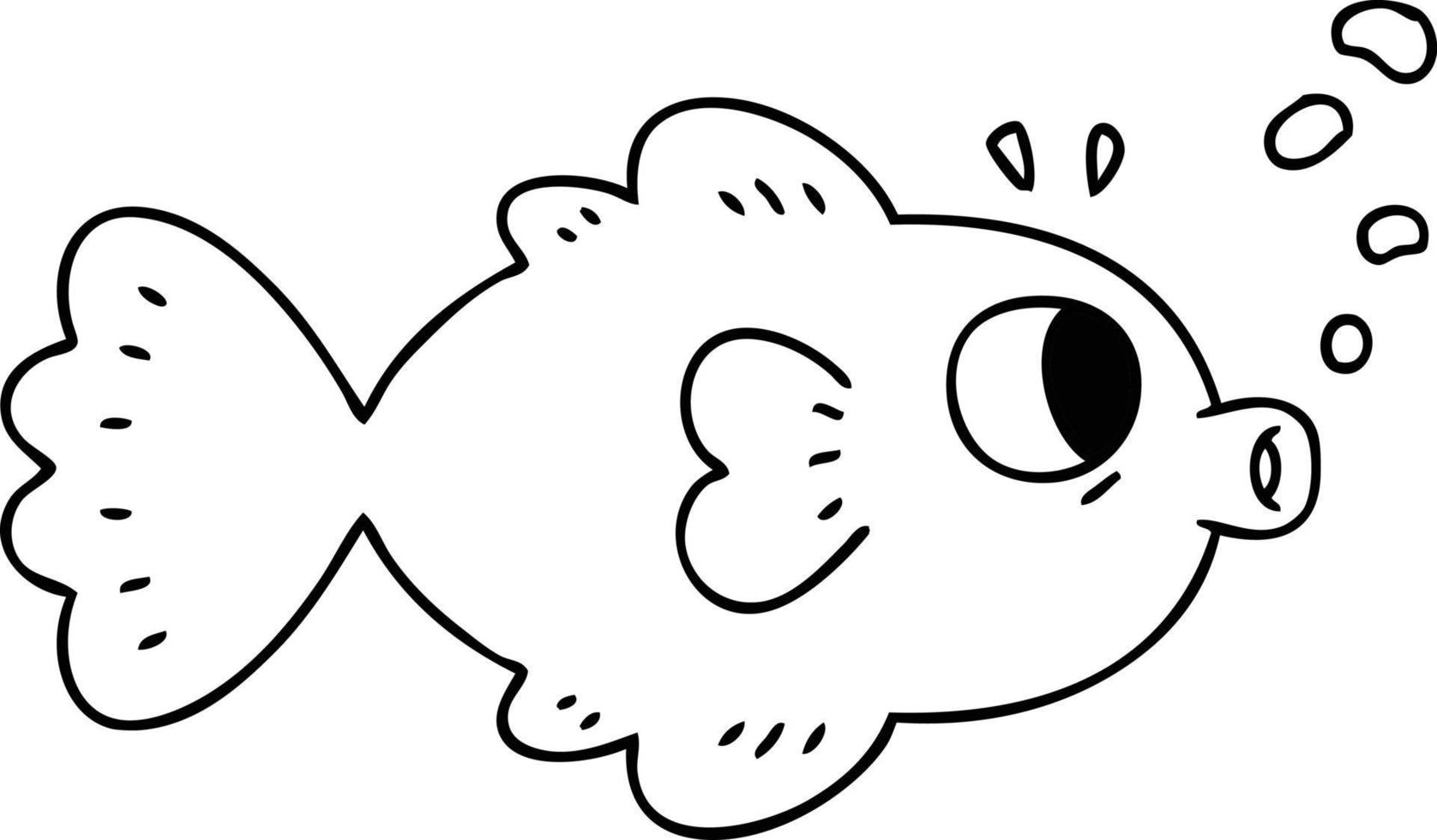 quirky line drawing cartoon fish vector