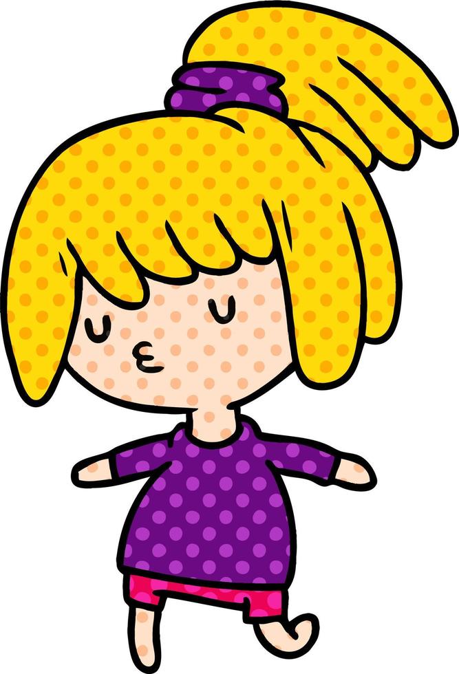 cartoon of a cute kawaii girl vector