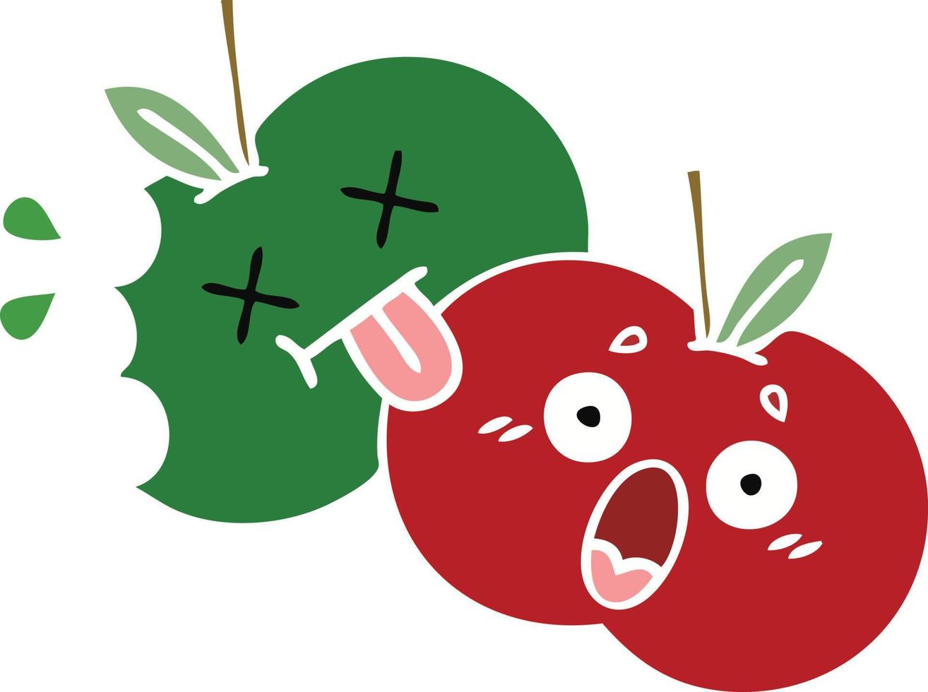 flat color retro cartoon juicy apple vector