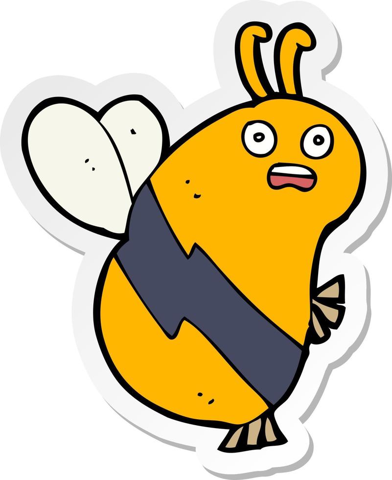 sticker of a funny cartoon bee vector