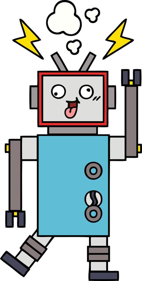 cute cartoon crazy broken robot vector