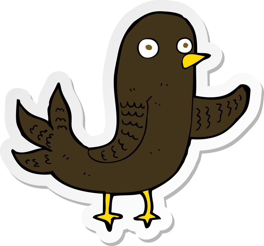 sticker of a cartoon waving bird vector