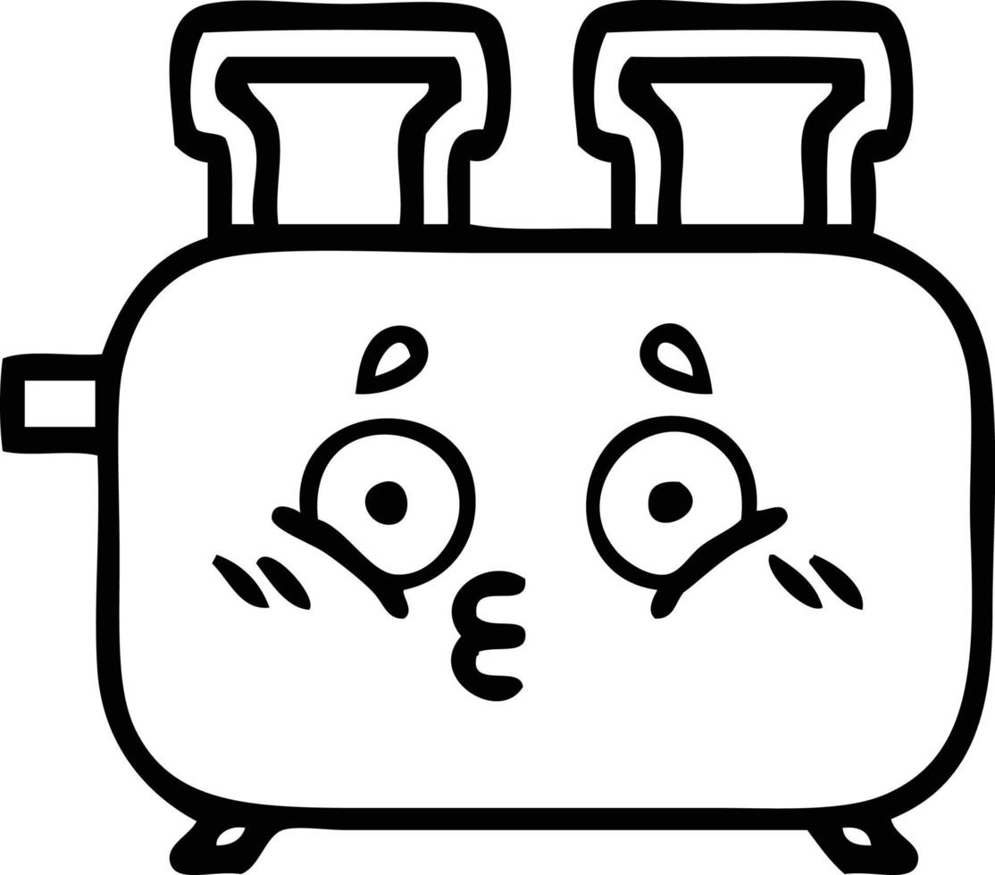 line drawing cartoon of a toaster vector