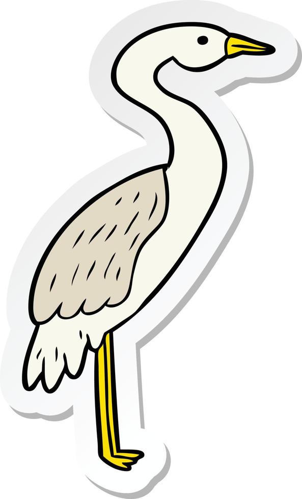 sticker of a cartoon stork vector