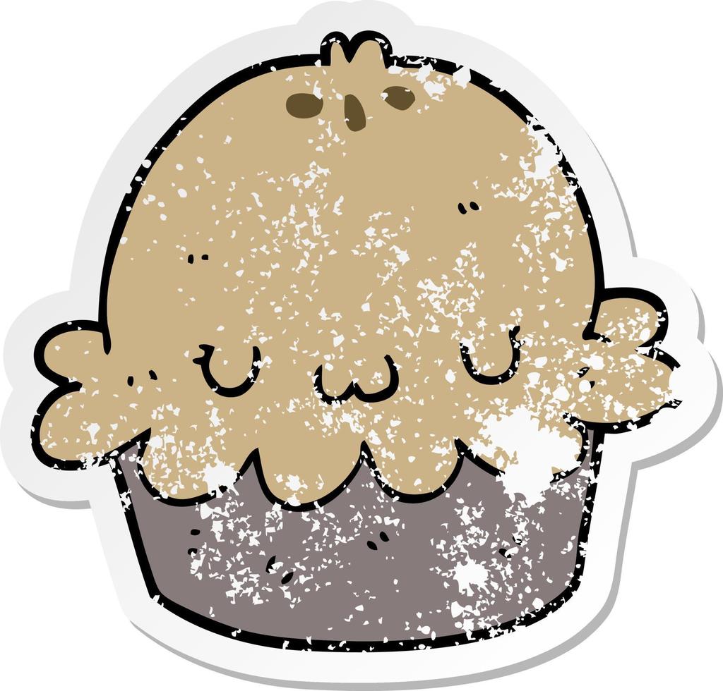 distressed sticker of a cute cartoon pie vector