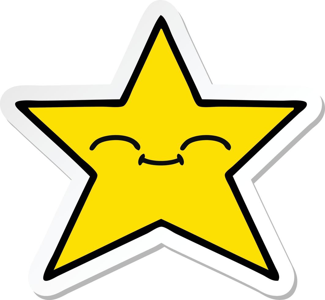 sticker of a cute cartoon gold star vector