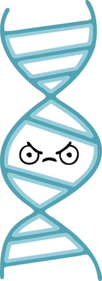 flat color retro cartoon DNA strand vector