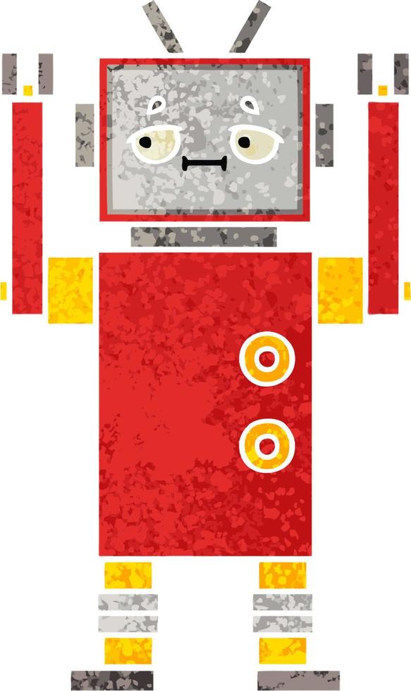 retro illustration style cartoon robot vector