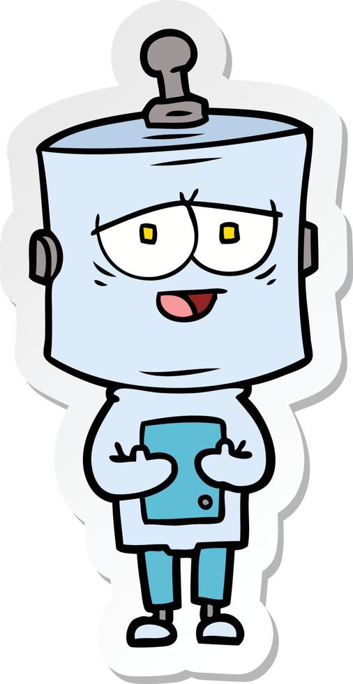 sticker of a cartoon robot vector