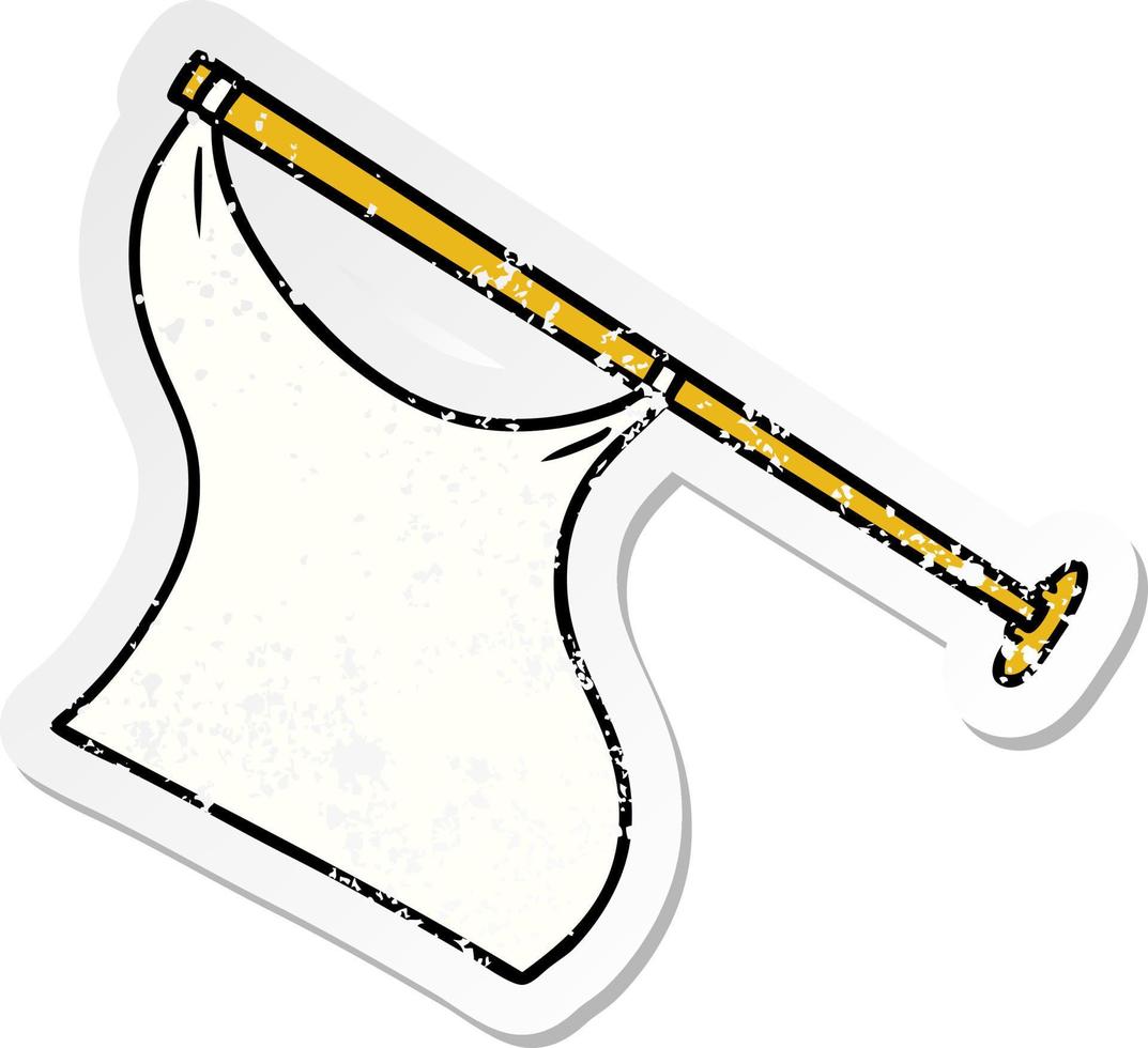 distressed sticker cartoon doodle of a white flap on pole vector