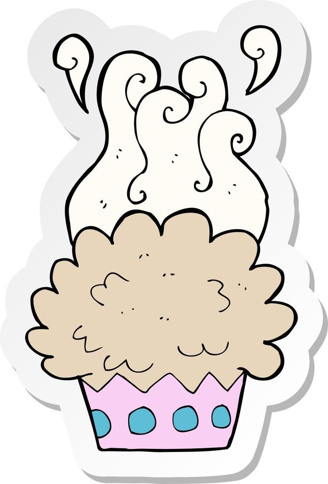 sticker of a cartoon cup cake vector