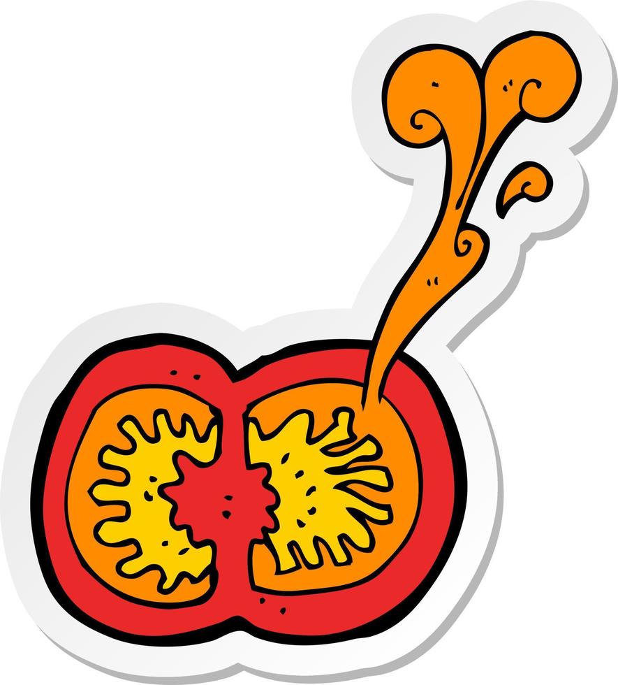 sticker of a cartoon juicy tomato vector