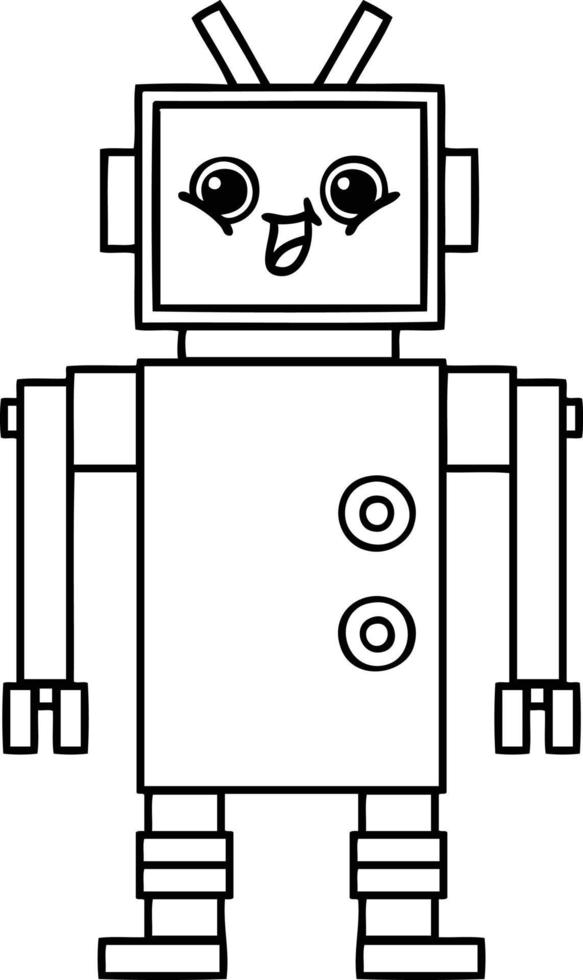 line drawing cartoon robot vector