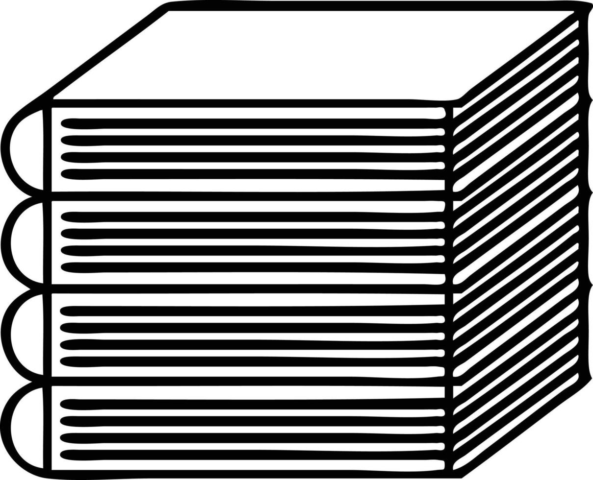 line drawing cartoon stack of books vector