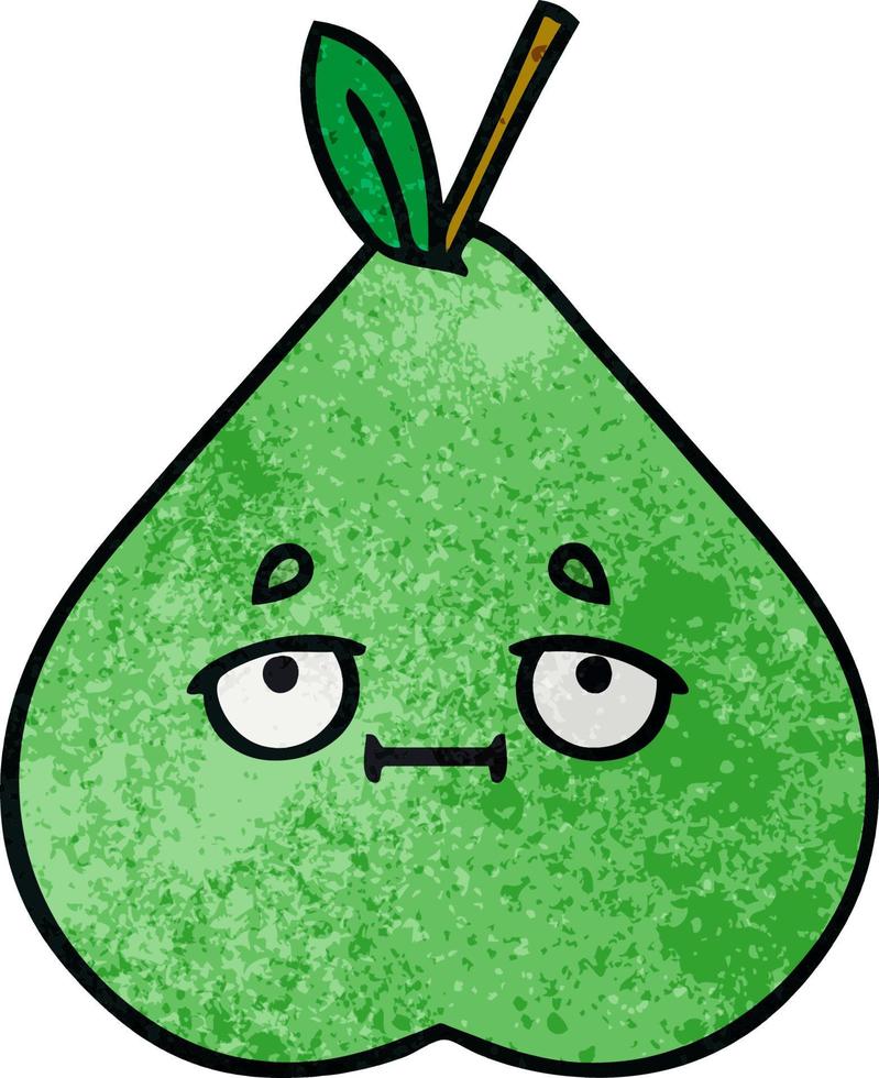 retro grunge texture cartoon green pear vector