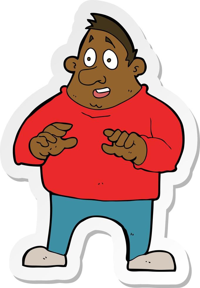 sticker of a cartoon excited overweight man vector