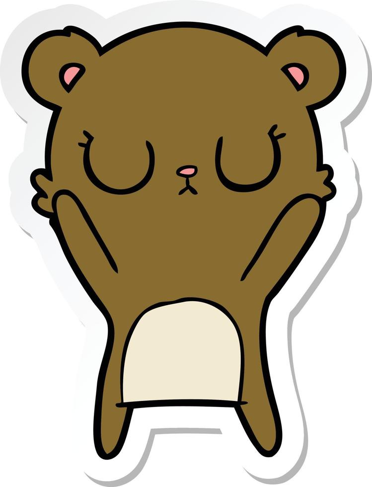 sticker of a peaceful cartoon bear cub vector