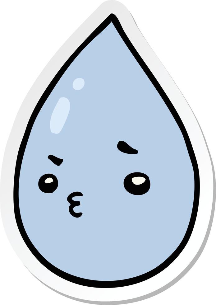 sticker of a cartoon cute raindrop vector