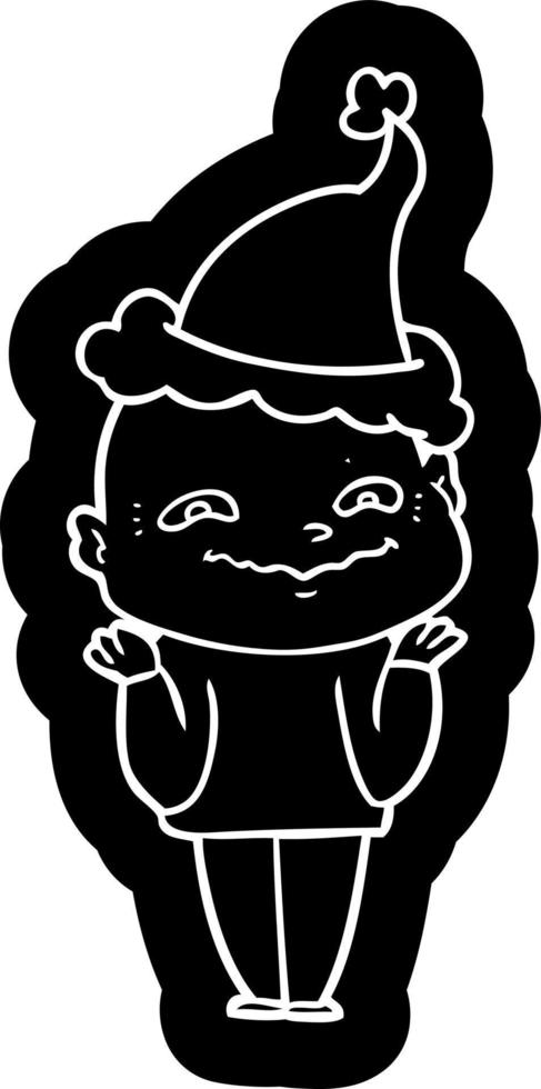cartoon icon of a creepy guy wearing santa hat vector