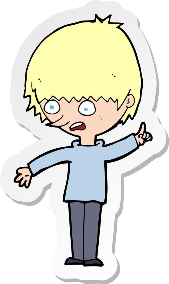 sticker of a cartoon boy with question vector