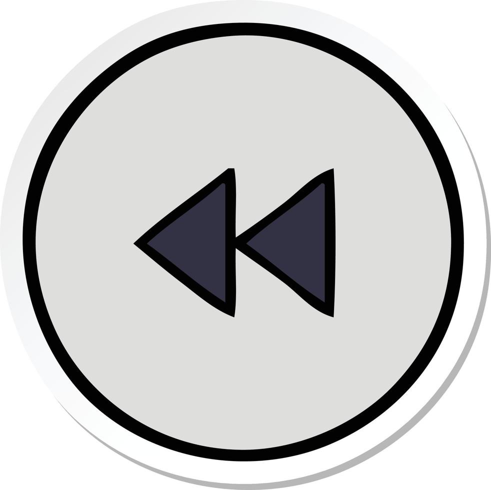 sticker of a cute cartoon rewind button vector
