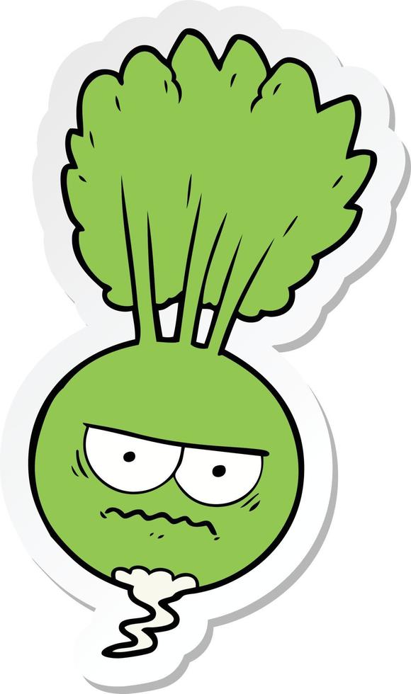 sticker of a cartoon root vegetable vector