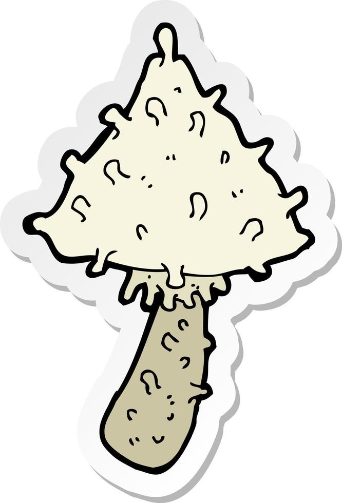 sticker of a cartoon weird mushroom vector