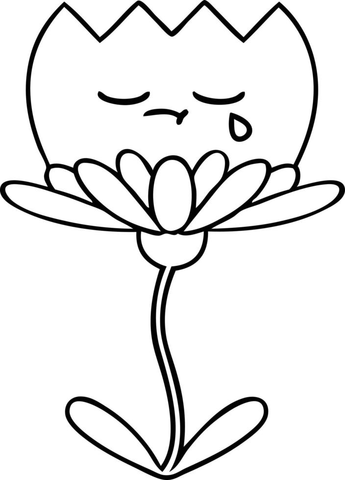 line drawing cartoon flower vector