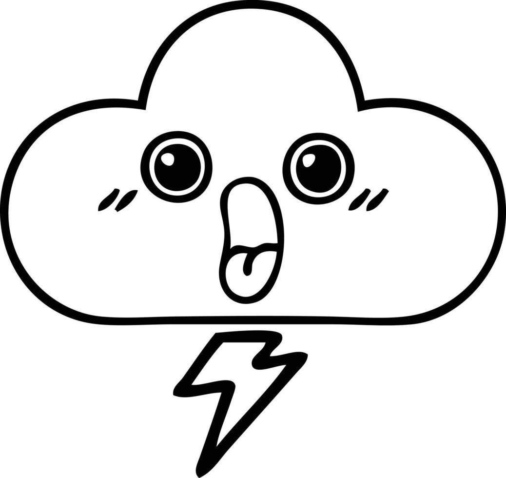 nube de tormenta de dibujos animados de dibujo lineal vector