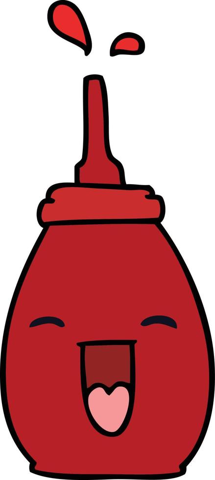 quirky hand drawn cartoon happy red sauce vector