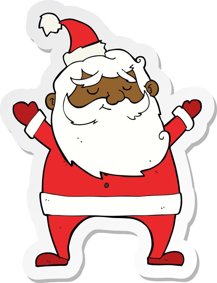 sticker of a jolly santa cartoon vector