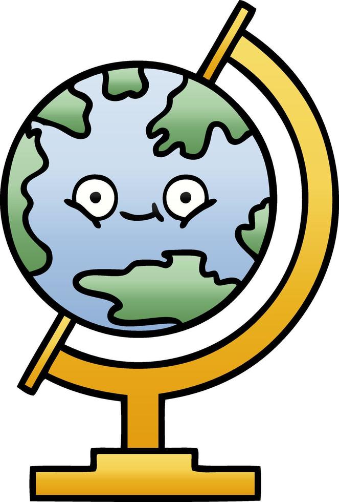 globo de dibujos animados sombreado degradado del mundo vector