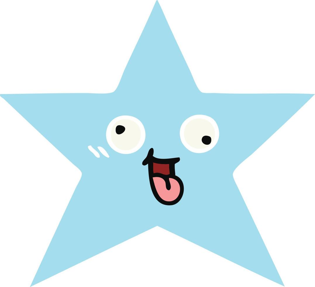 flat color retro cartoon star fish vector