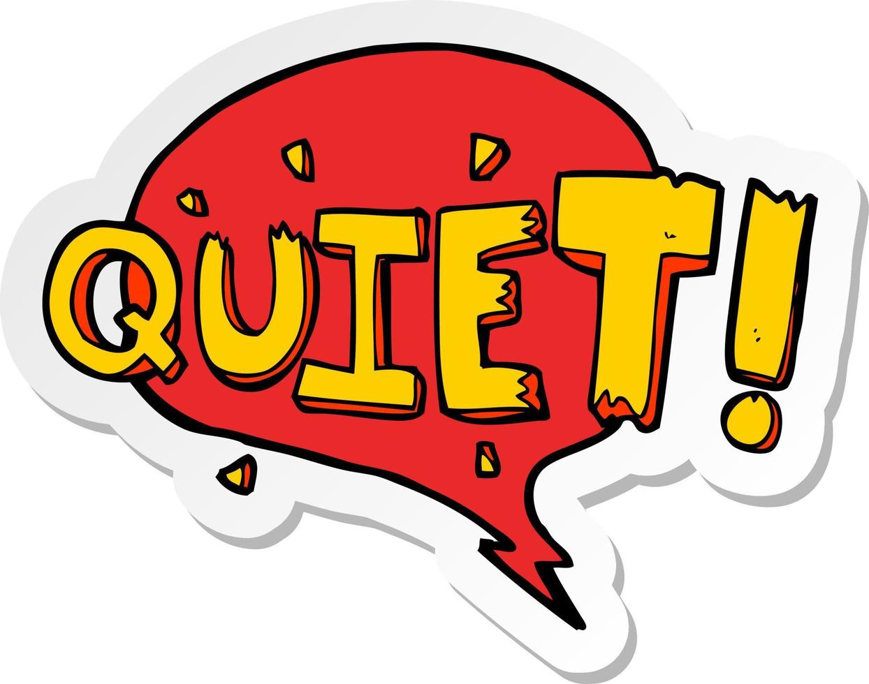 sticker of a cartoon comic book shout for quiet vector