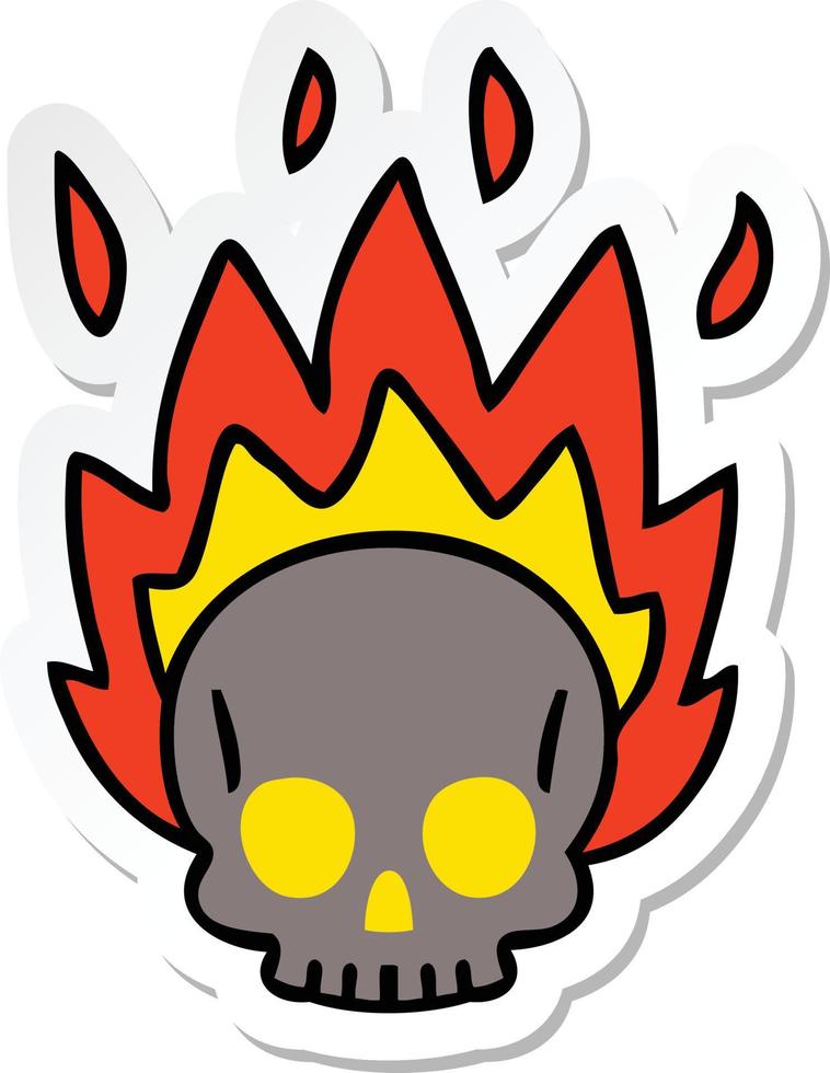 sticker of a quirky hand drawn cartoon skull vector