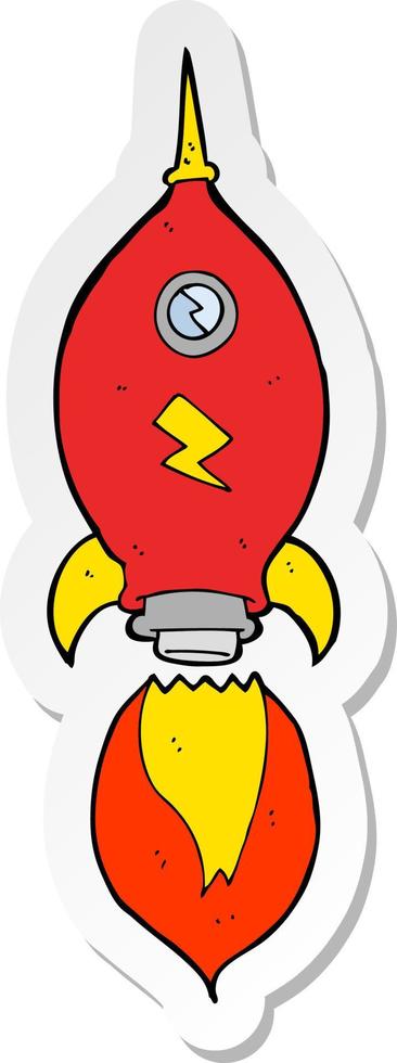 sticker of a cartoon spaceship vector