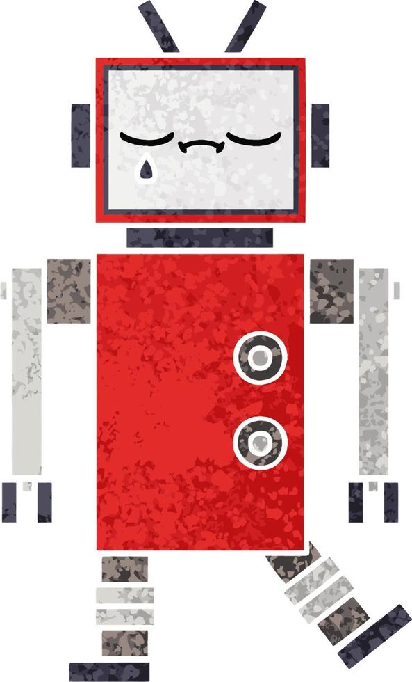 retro illustration style cartoon robot vector