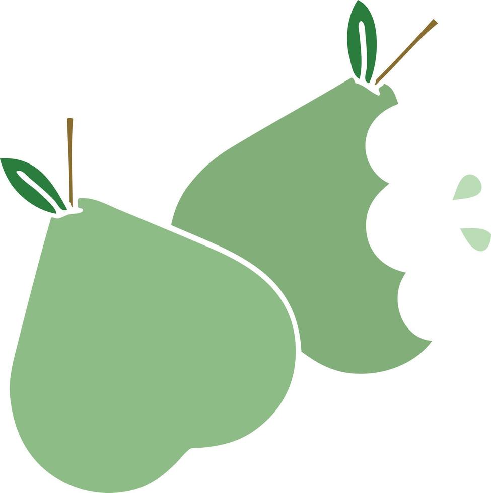 flat color retro cartoon green pear vector