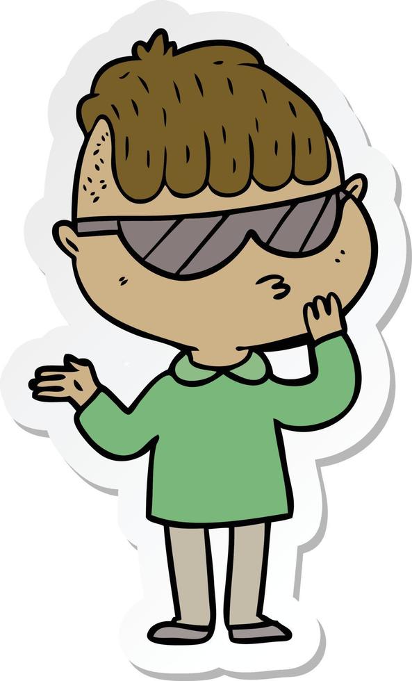 sticker of a cartoon boy wearing sunglasses vector