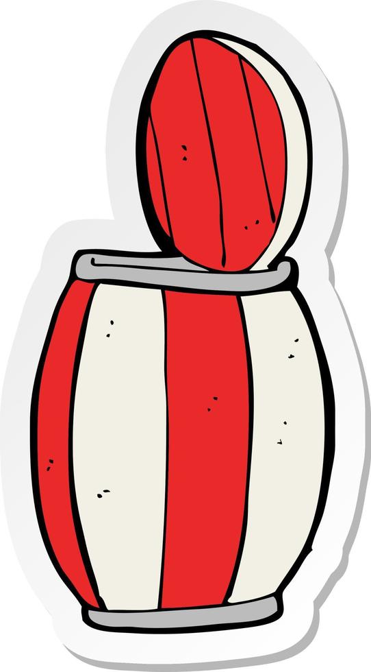 sticker of a cartoon painted barrel vector